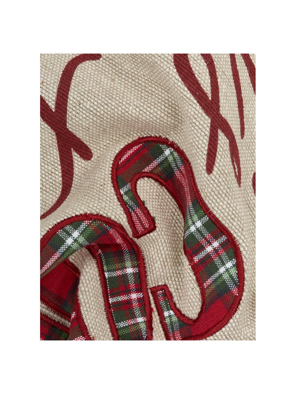 Funda de cojín doble cara bordada Chilly, 100% algodón, Beige, rojo, verde, An 45 x L 45 cm