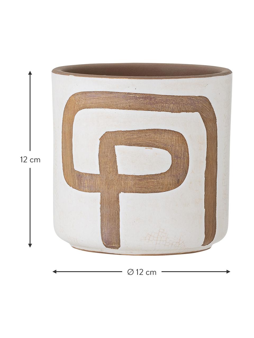 Cache-pot terre cuite Lelou, Terre cuite, blanc crème, Blanc, Ø 12 x haut. 12 cm