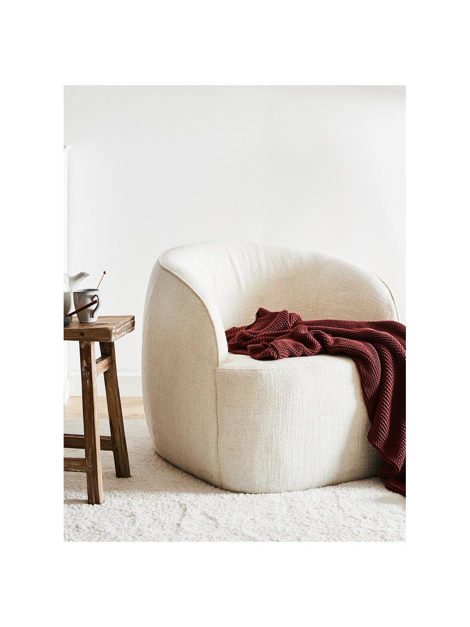 Fauteuil cocktail en tissu bouclé Elodie, Blanc crème, larg. 86 x prof. 62 cm