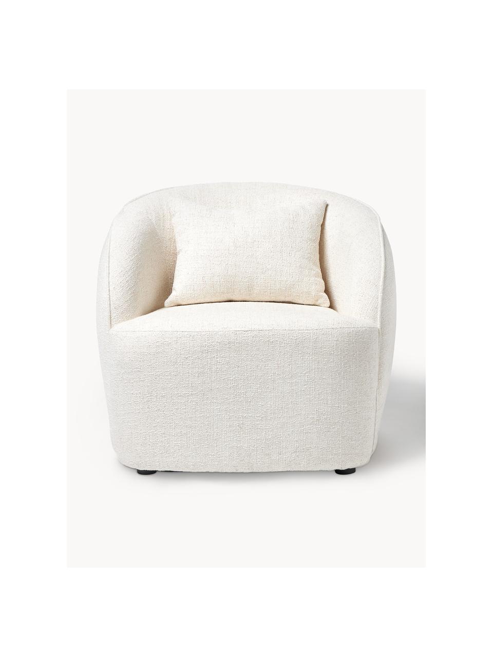 Fauteuil cocktail en tissu bouclette Elodie, Bouclette beige clair, larg. 86 x prof. 62 cm