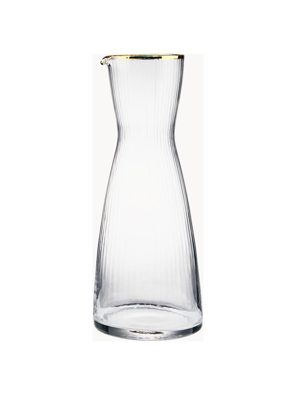 Carafe à eau en verre Twenties, 1 L, Verre, Transparent, doré, 1 L