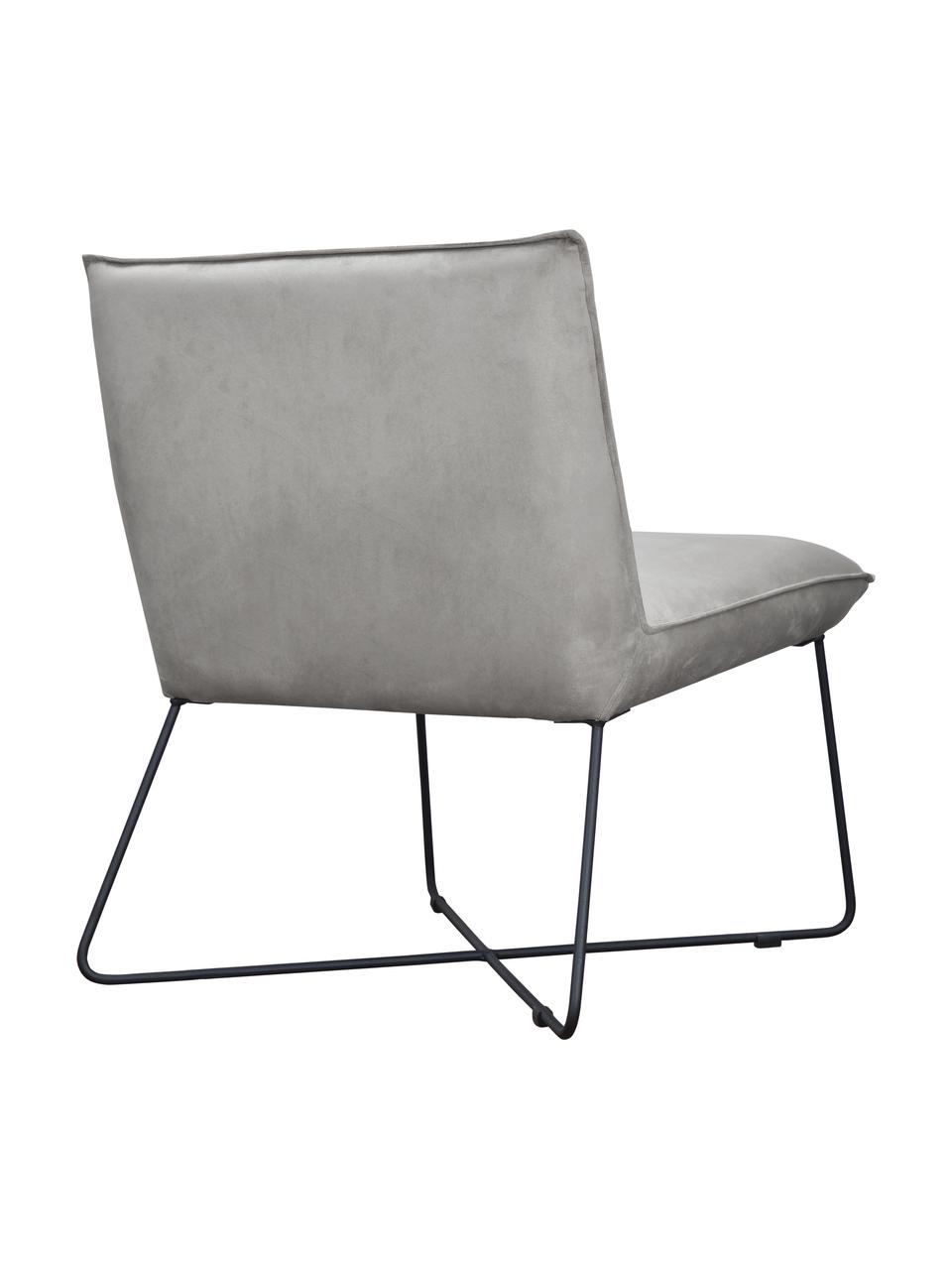 Krzesło tapicerowane z aksamitu Victor, Tapicerka: aksamit (100% poliester), Stelaż: drewno naturalne, Nogi: metal, Szary aksamit, S 75 x G 75 cm