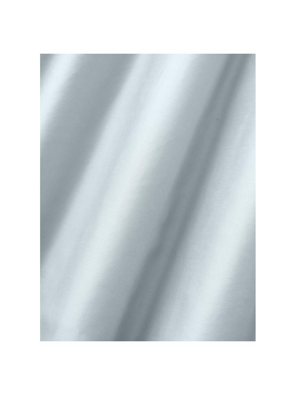 Lenzuolo con angoli boxspring in raso di cotone Comfort, Azzurro, Larg. 90 x Lung. 200 cm