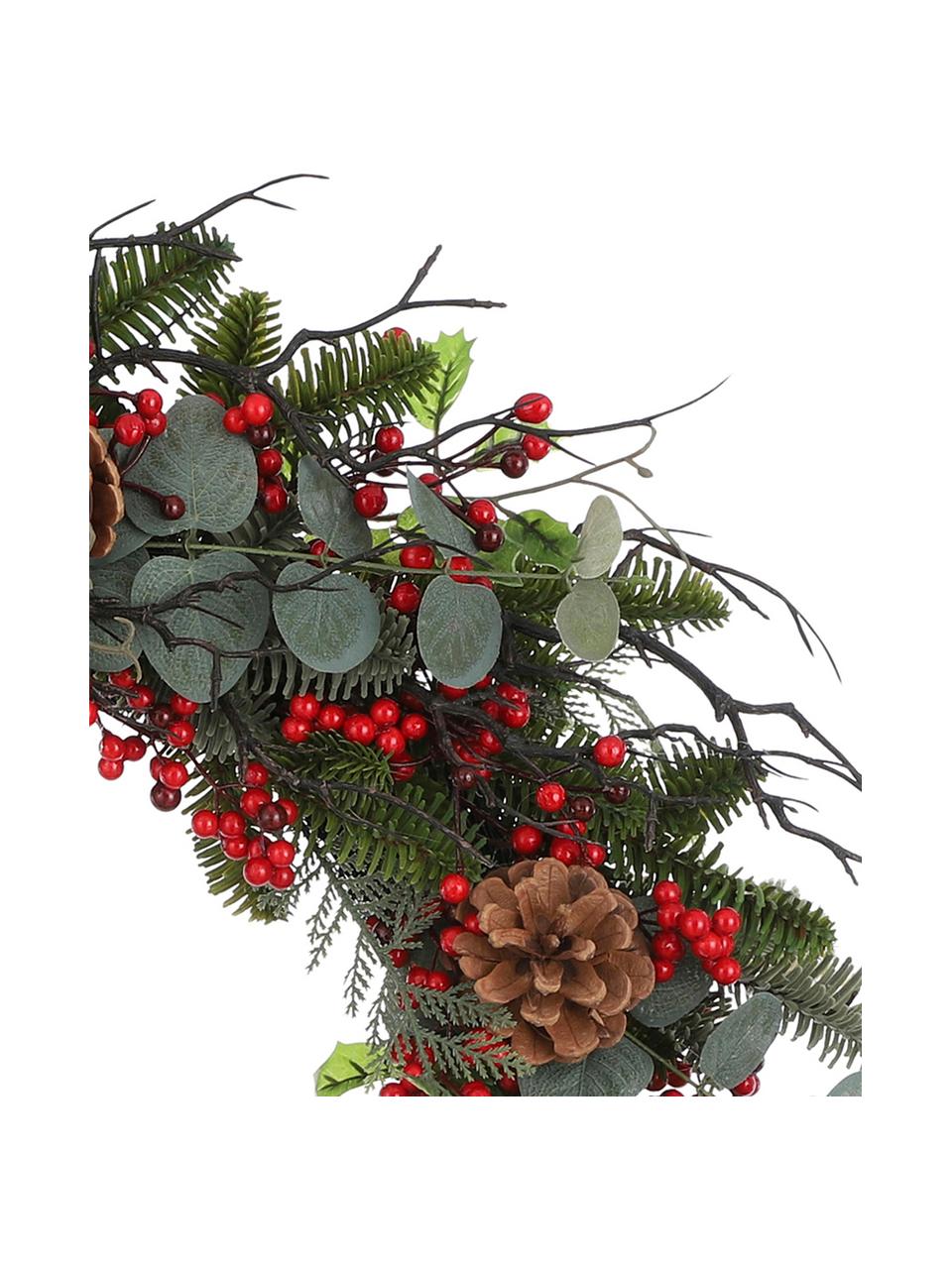 Couronne décorative Noël Addy, Plastique (PVC), Vert, rouge, Ø 50 x haut. 10 cm