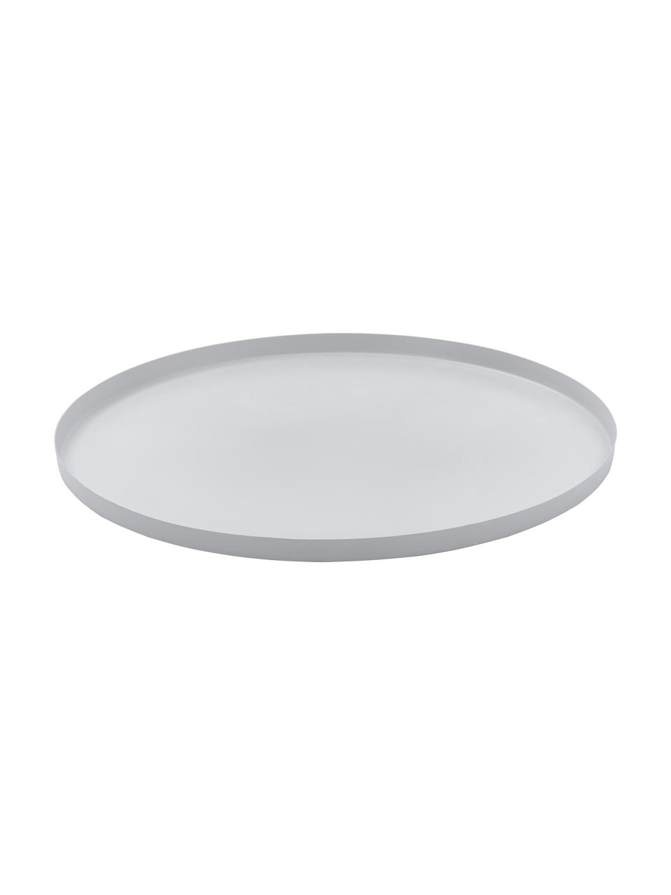 Grand plateau rond blanc Arla, Métal, enduit, Blanc, Ø 40 cm