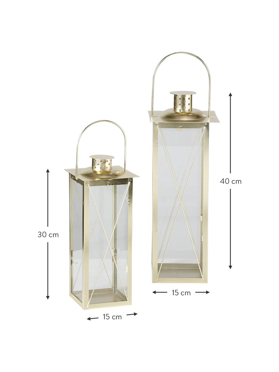 Lantaarnset Farol, 2-delig, Gelakt metaal, Goudkleurig, Set met verschillende formaten