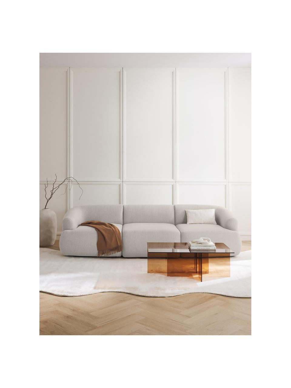 Sofá modular Sofia (3 plazas), Tapizado: 100% polipropileno Alta r, Estructura: madera de pino macizo, ag, Patas: plástico Este producto es, Tejido blanco crema, An 277 x F 103 cm