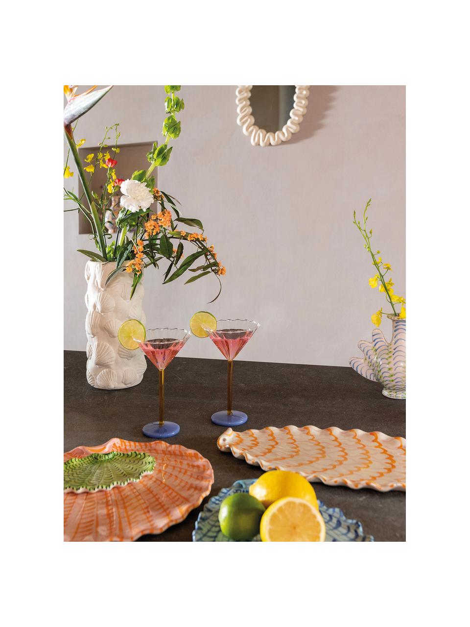 Servírovací talíř Shellegance, D 35 cm, Glazovaná kamenina, Tlumeně bílá, oranžová, světle růžová, Š 35 cm, H 19 cm