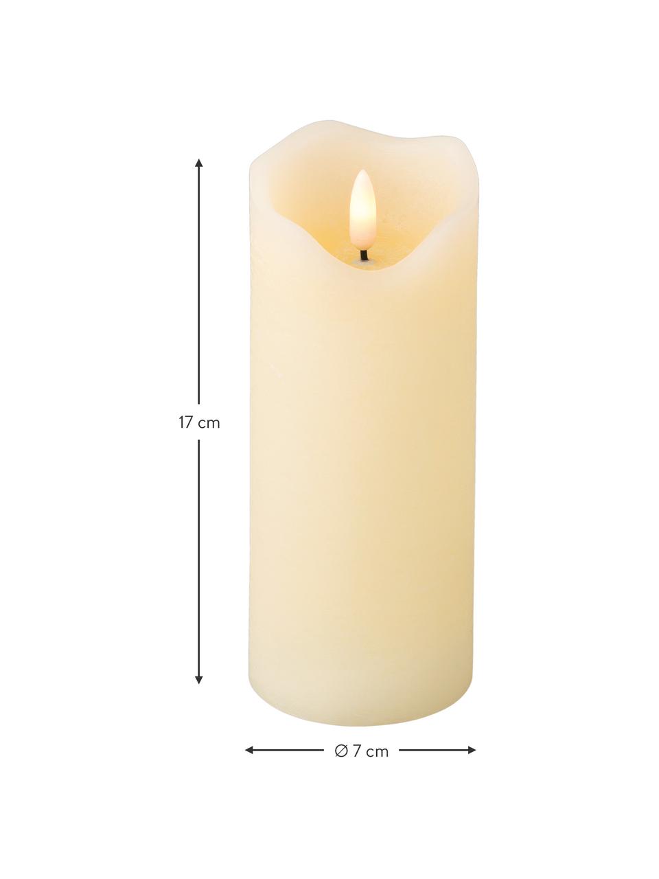 Bougie pilier en cire LED Bona, 2 pièces, Cire, Blanc crème, Ø 7 x haut. 17 cm