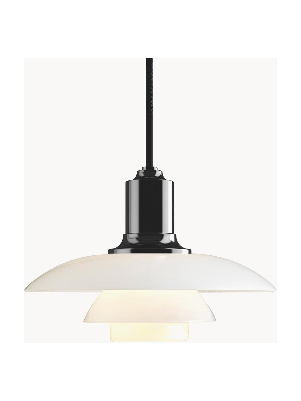 Lampada a sospensione piccola in vetro soffiato PH 2/1, Paralume: vetro opalino soffiato a , Nero, bianco, Ø 20 x Alt. 14 cm