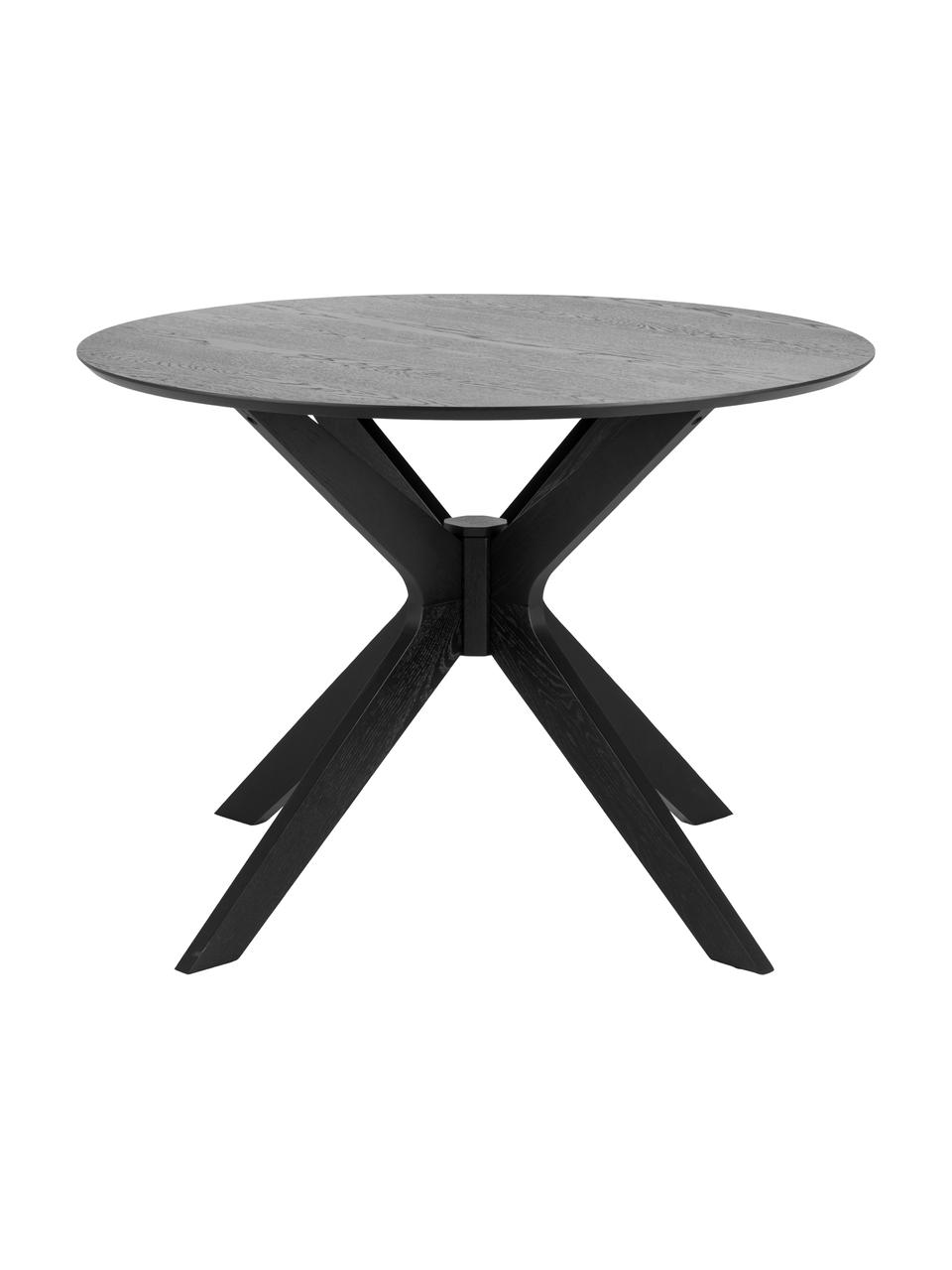 Mesa de comedor redonda Duncan, Ø 105 cm, Tablero: fibras de densidad media , Negro, Ø 20 cm