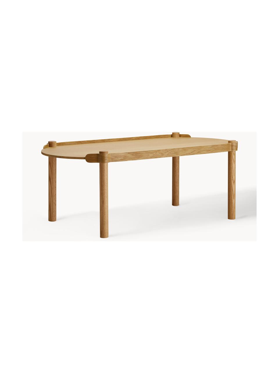 Ovaler Couchtisch Woody aus Eichenholz, Eichenholz

Dieses Produkt wird aus nachhaltig gewonnenem, FSC®-zertifiziertem Holz gefertigt., Eichenholz, B 105 x T 50 cm