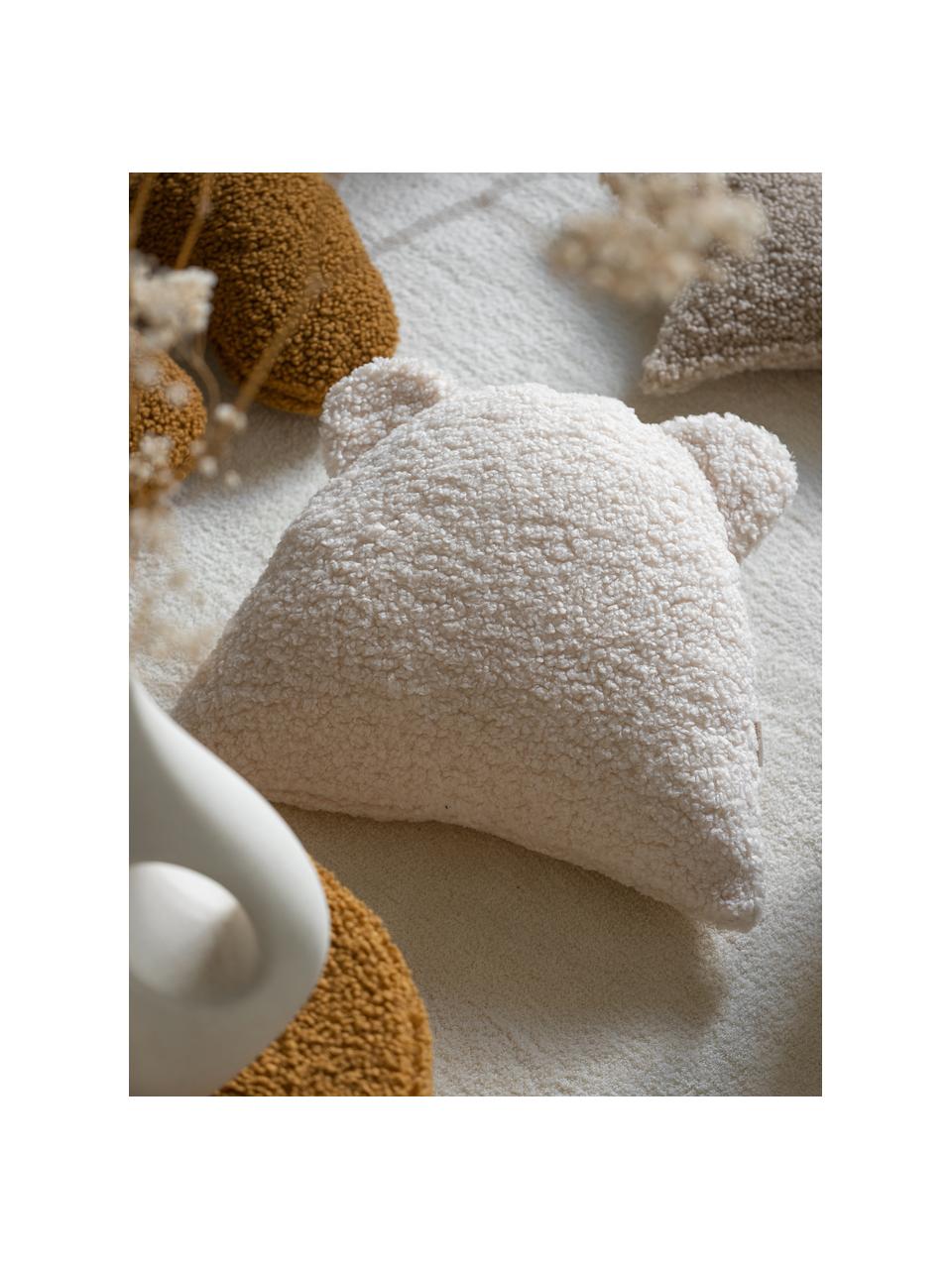 Coussin moelleux en peluche Bear, Blanc cassé, larg. 37 x long. 40 cm