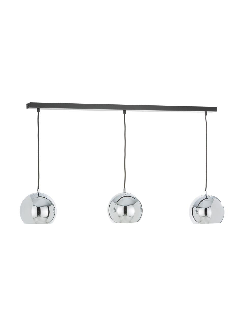 Väčšia guľatá závesná lampa Ball, Chrómová, vysoký lesk, matná čierna, Š 100 x V 18 cm