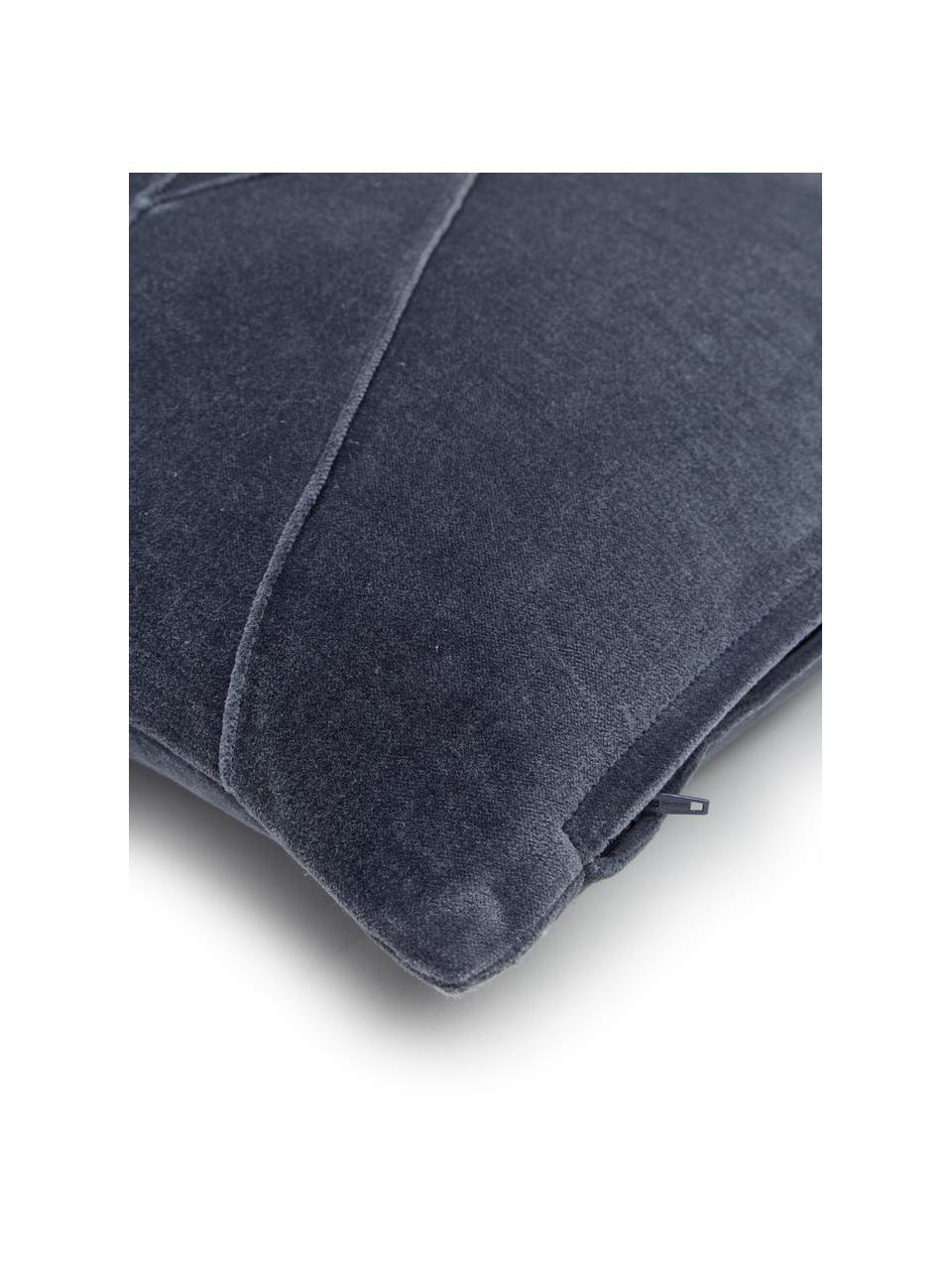 Cuscino in velluto con motivo e imbottitura Pintuck, Rivestimento: 55% rayon, 45% cotone, Blu, Larg. 45 x Lung. 45 cm