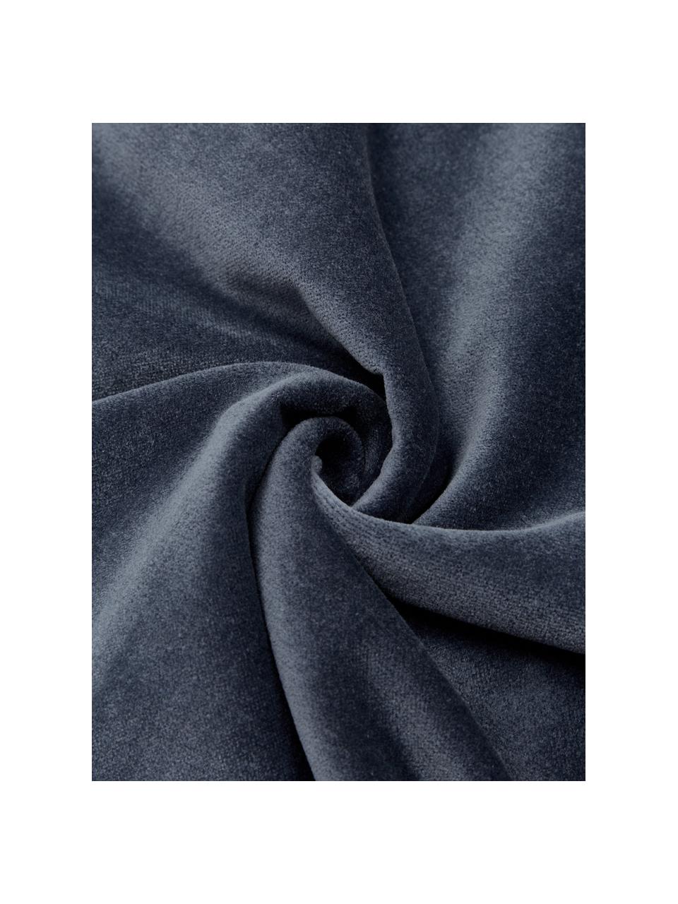Samt-Kissen Pintuck in Blau mit erhabenem Strukturmuster, mit Inlett, Bezug: 55% Rayon, 45% Baumwolle, Webart: Samt, Blau, 45 x 45 cm