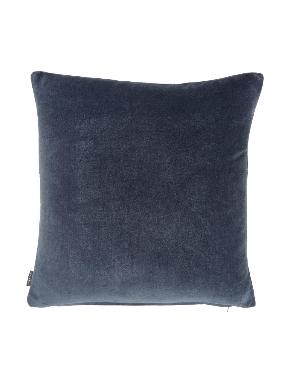 Cojín de terciopelo Pintuck, con relleno, Funda: 55% rayón, 45% algodón, Azul, An 45 x L 45 cm