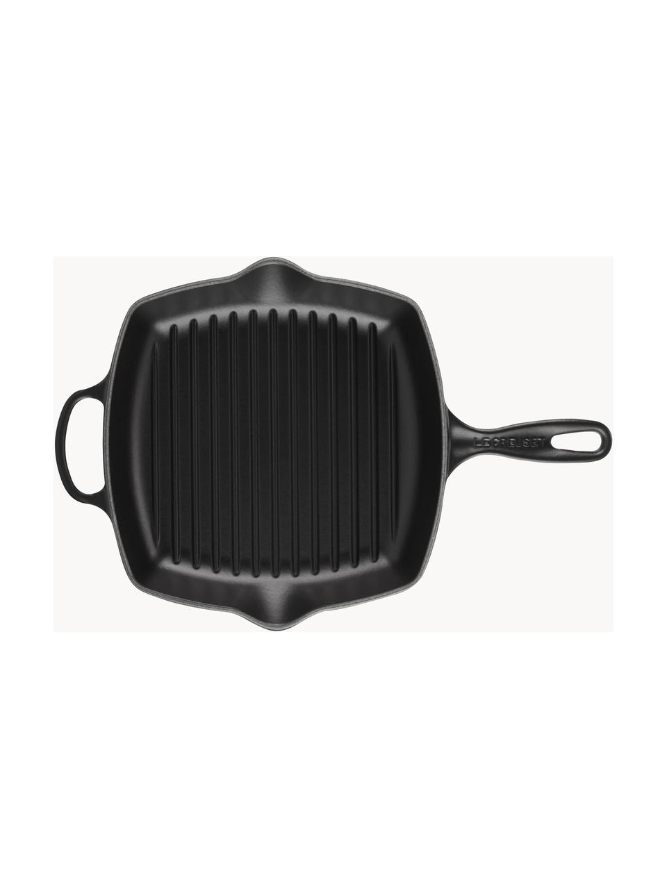 Quadratische Grillpfanne Signature Collection aus Gusseisen mit Rillenstruktur, Eisen, emailliert, Schwarz, B 44 x H 5 cm