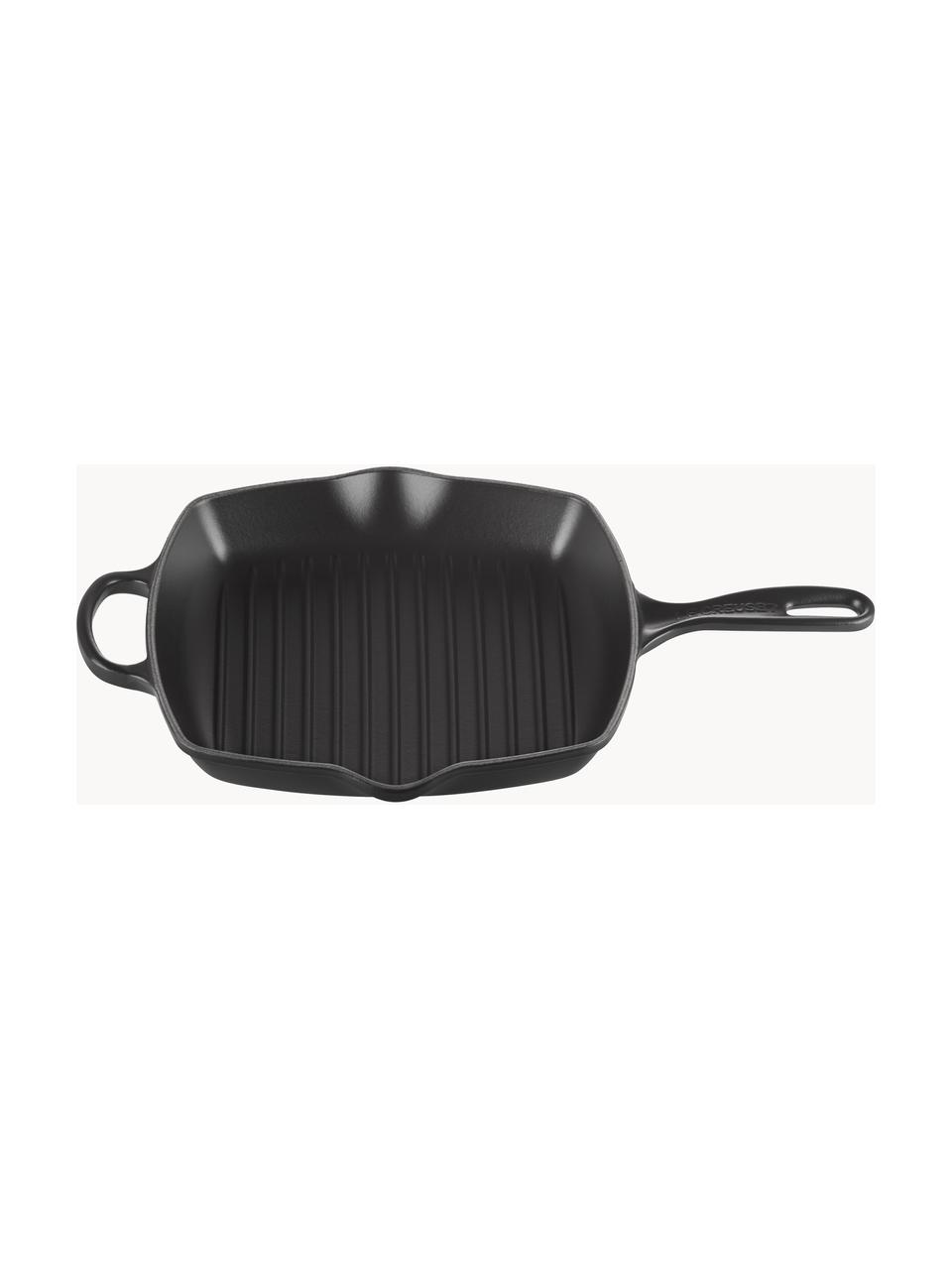 Poêle grill carrée en fonte émaillée Signature Collection, Fonte, émaillée, Noir, larg. 44 x haut. 5 cm