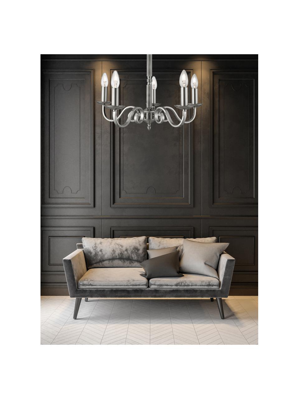 Lampadario in acciaio satinato Richmond, Baldacchino: acciaio satinato, Cromo, satinato, Ø 52 x Alt. 56 cm