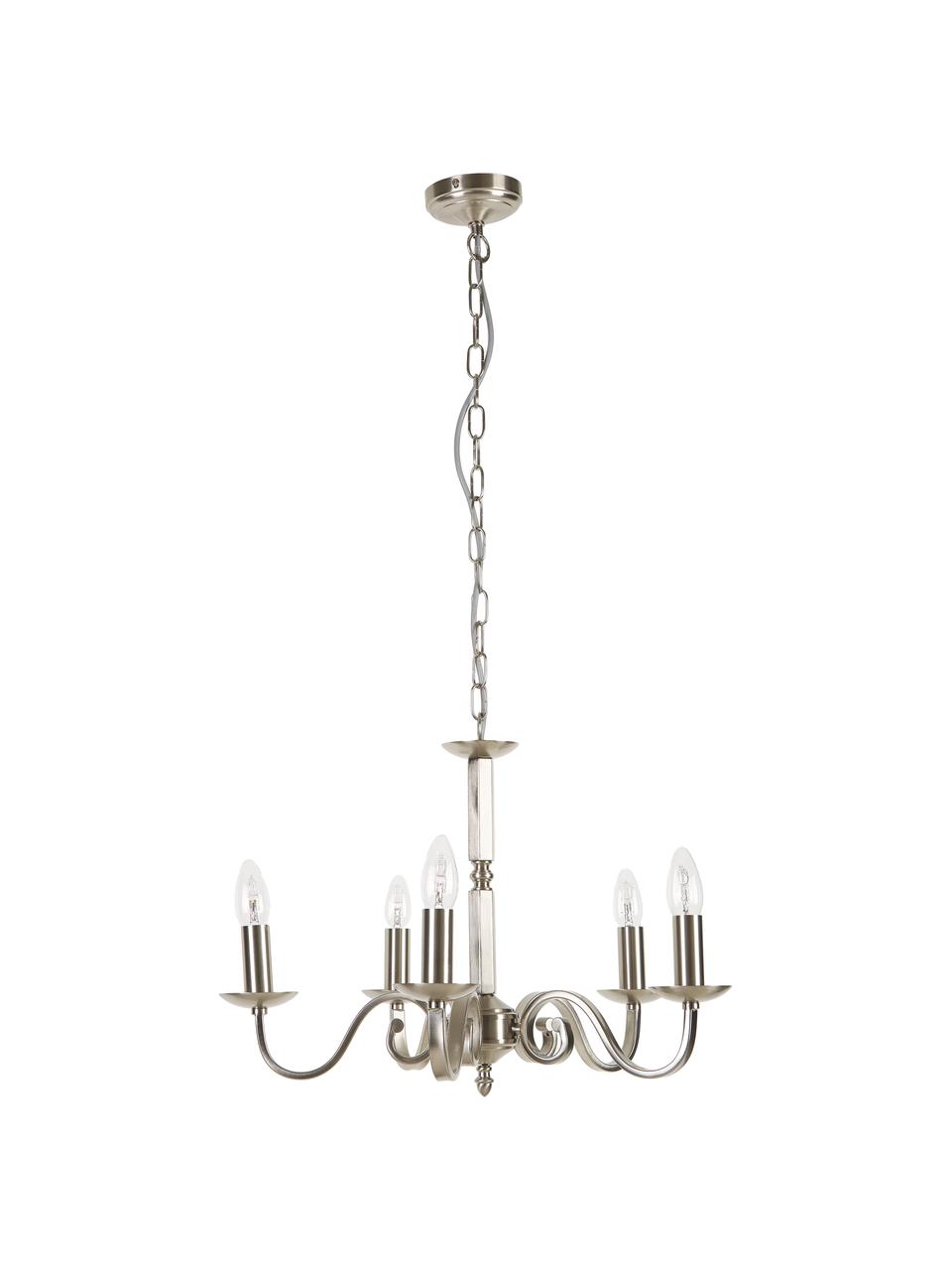 Lampadario in acciaio satinato Richmond, Baldacchino: acciaio satinato, Cromo, satinato, Ø 52 x Alt. 56 cm