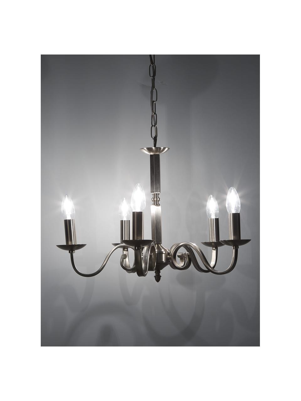 Lampadario in acciaio satinato Richmond, Baldacchino: acciaio satinato, Cromo, satinato, Ø 52 x Alt. 56 cm