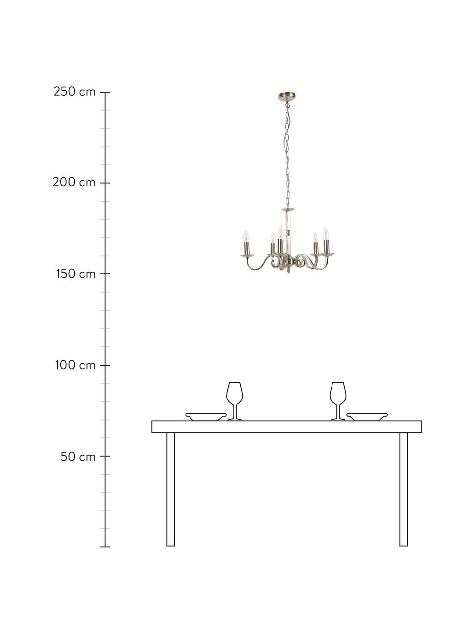 Kronleuchter Richmond mit Antik-Finish, Baldachin: Stahl, satiniert, Chrom, satiniert, Ø 52 x H 56 cm