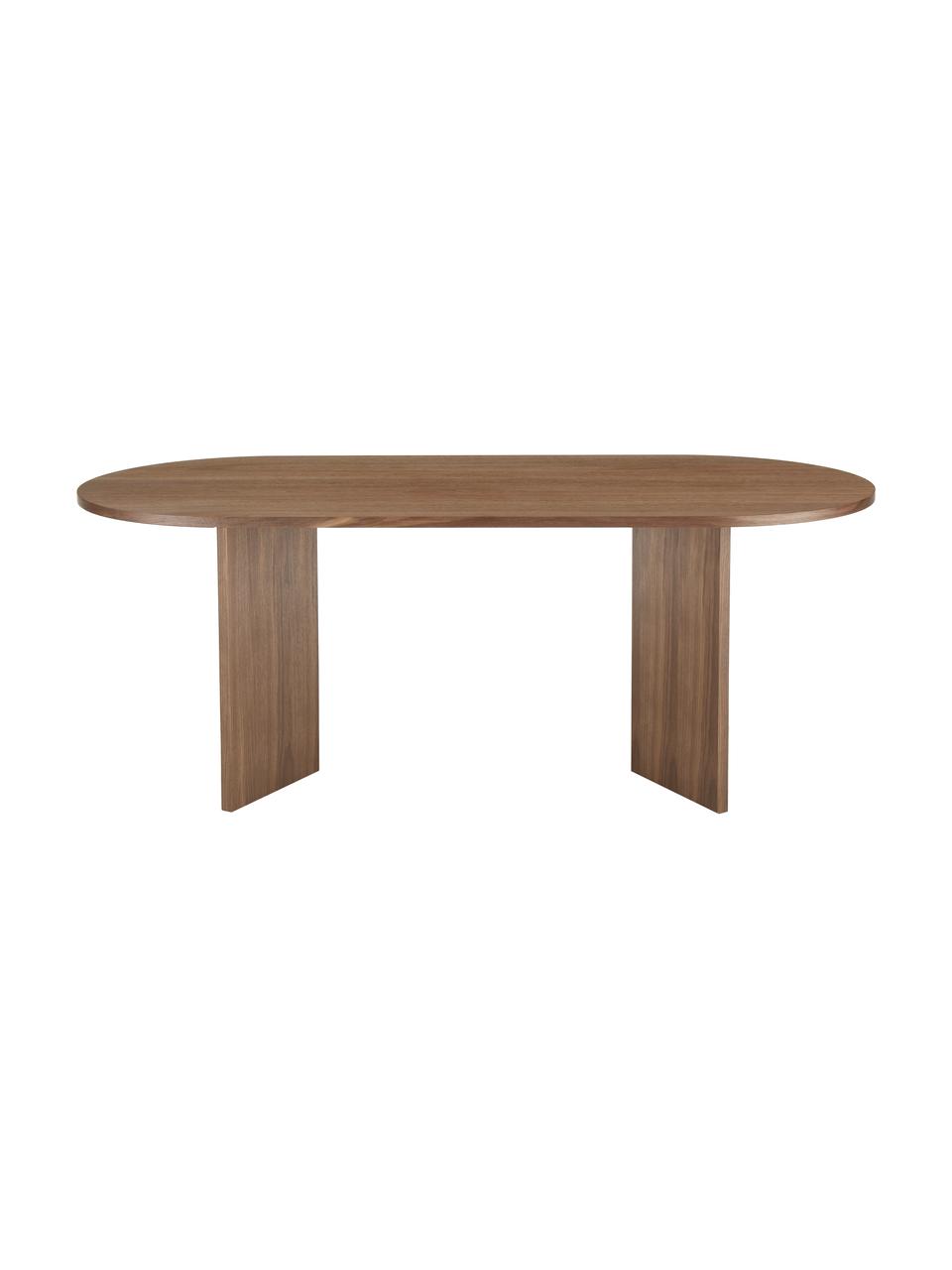 Tavolo ovale in legno Toni, 200x90 cm, Pannello di fibra a media densità (MDF) con finitura in noce laccato, Finitura in legno di noce, Larg. 200 x Prof. 90 cm