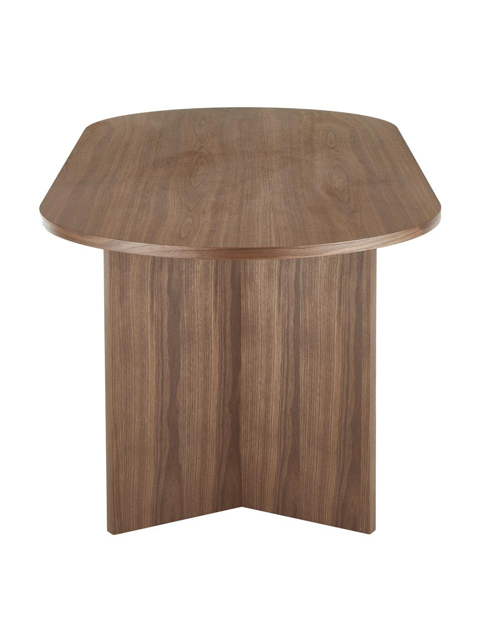 Table ovale en bois Toni, 200 x 90 cm, MDF avec placage en noyer, laqué, Bois de noyer, larg. 200 x prof. 90 cm
