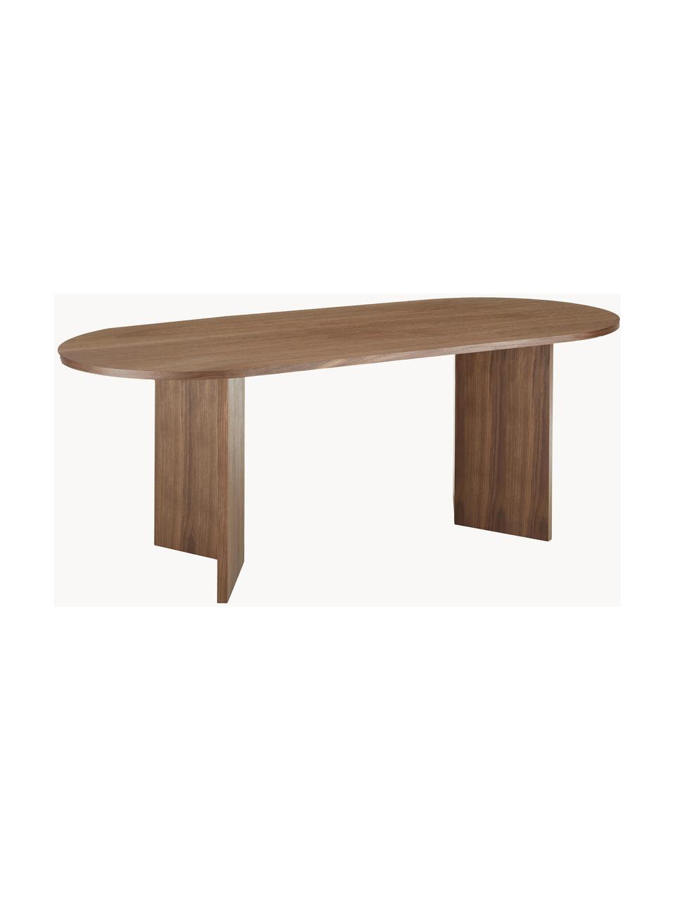 Ovale houten eettafel Toni, 200 x 90 cm, MDF met gelakt eikenhoutfineer

Dit product is gemaakt van duurzaam geproduceerd, FSC®-gecertificeerd hout., Walnoothout, B 200 x D 90 cm