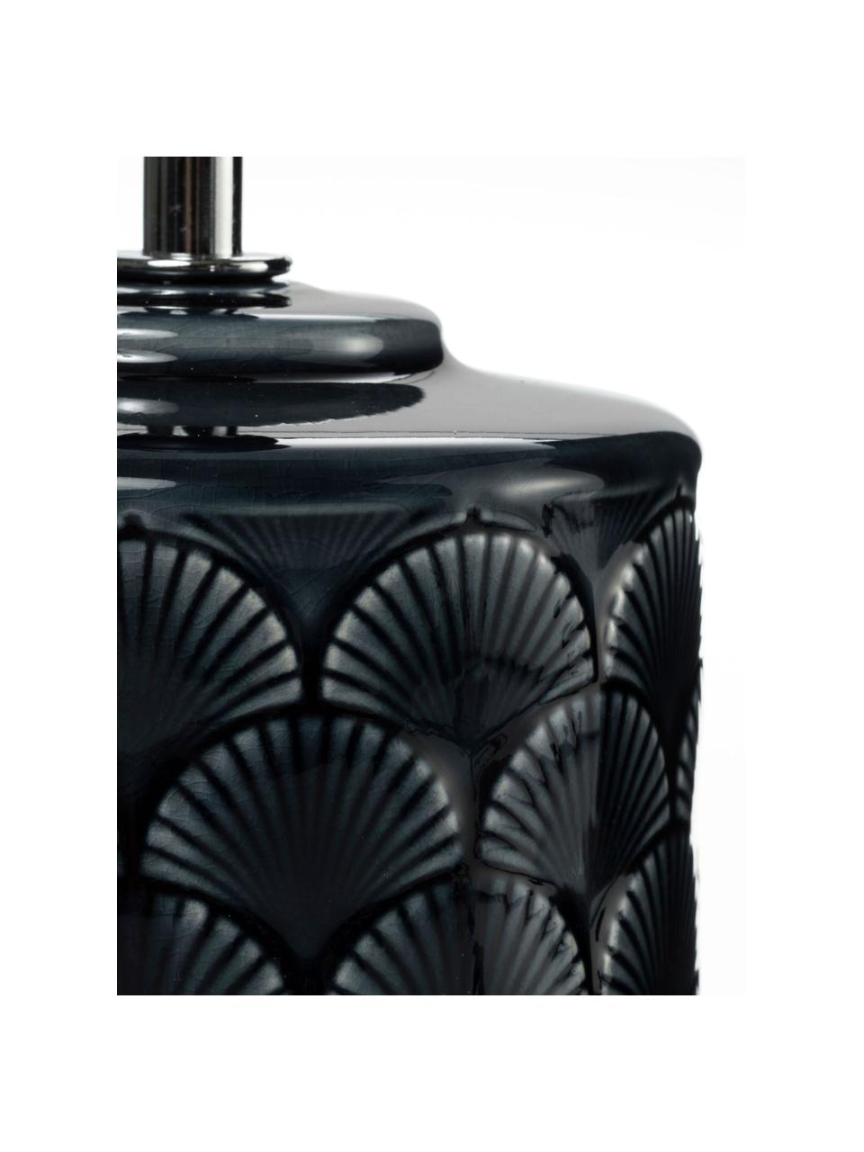 Lampada da tavolo piccola in ceramica Lola Glowing Midnight, Paralume: lino, Base della lampada: ceramica, Blu scuro, bianco, Ø 18 x Alt. 32 cm