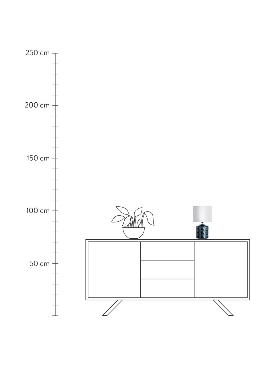 Petite lampe de chevet en céramique Glowing Midnight, Bleu foncé, blanc, Ø 18 x haut. 32 cm