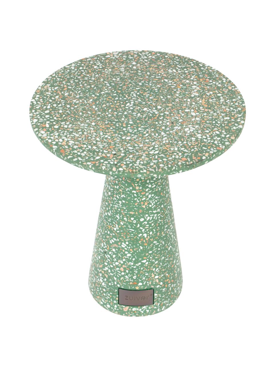 Table d'appoint de jardin ronde terrazzo vert Victoria, Vert, Ø 41 x haut. 47 cm