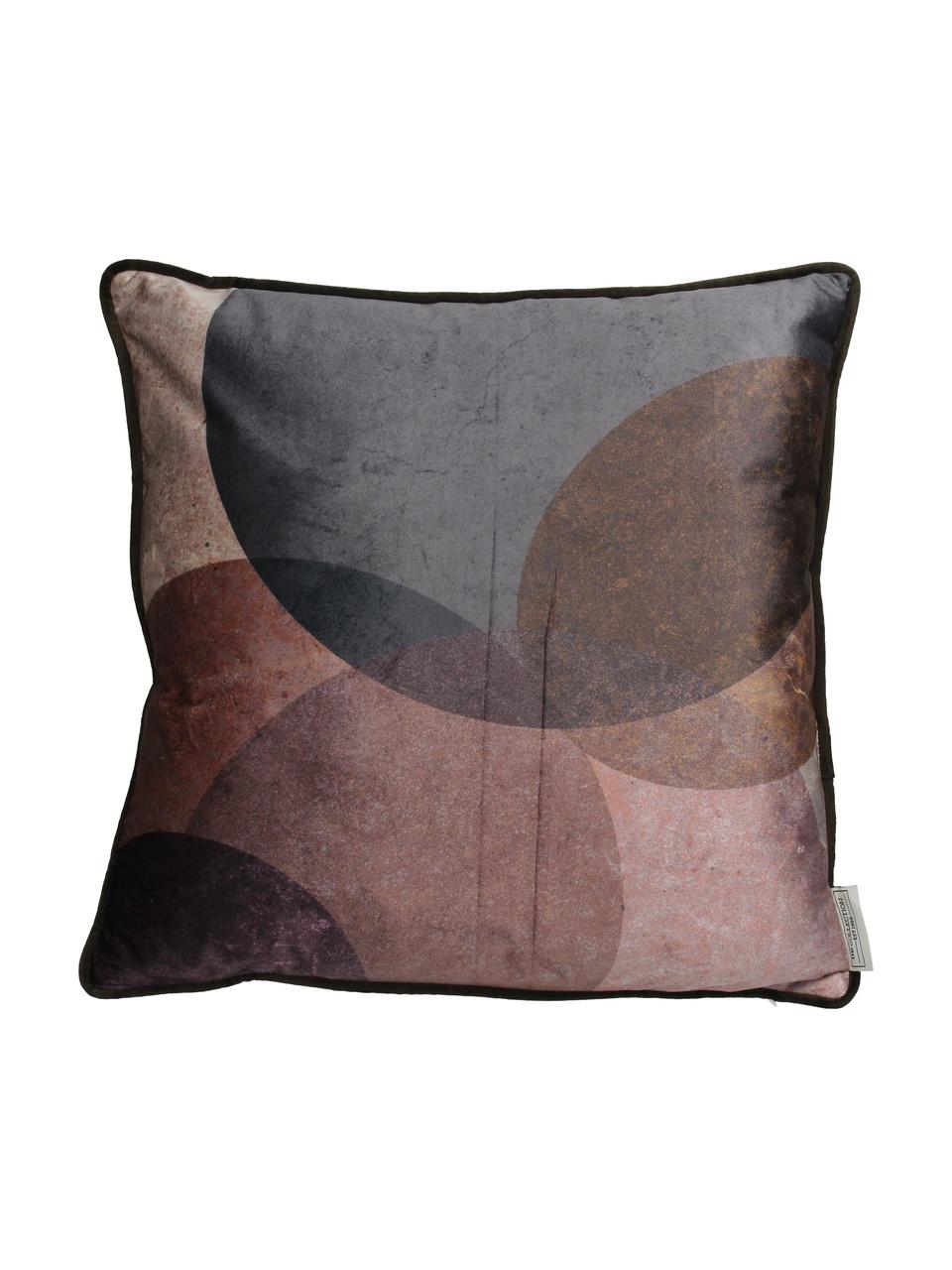 Fluwelen kussen Circles in lila, met vulling, Bruin, lila, 45 x 45 cm