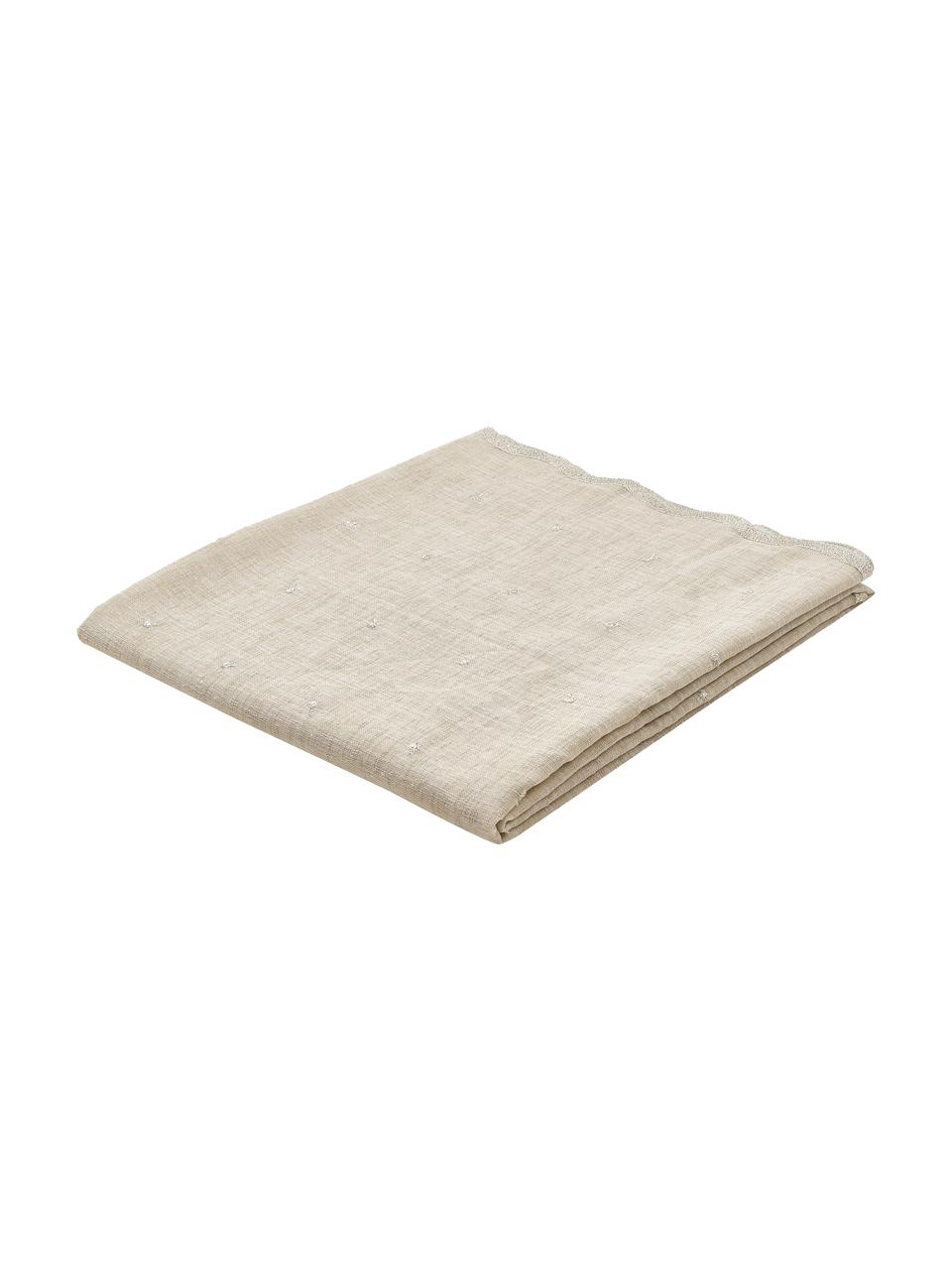 Tafelkleed Dottia, 100% polyester, Beige, Voor 6 - 8 personen (B 160 x L 220 cm)