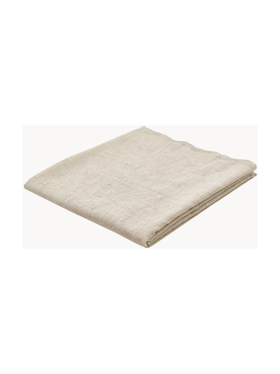 Nappe Dottia, 100 % polyester, Beige, Pour 6 à 8 pers. (larg. 160 x long. 220 cm)