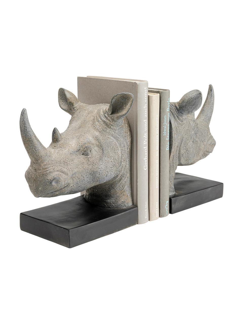 Podpórka do książek Rhino, 2 elem., Poliresing, Szary, czarny, S 33 x W 20 cm