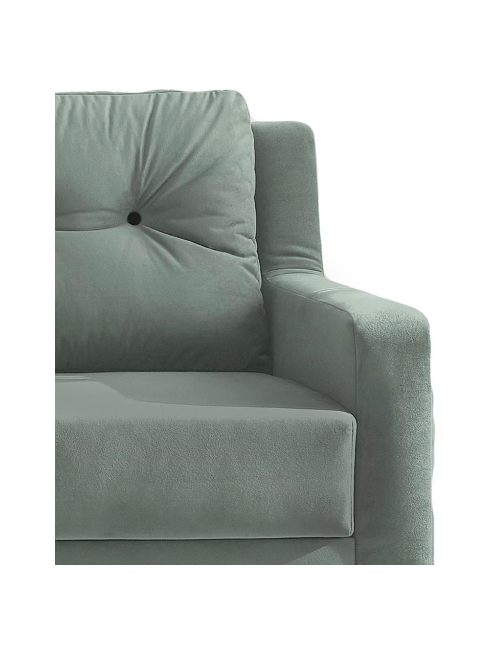 Sofa rozkładana z aksamitu Bergen (3-osobowa), Tapicerka: 100% aksamit poliestrowy, Nogi: metal lakierowany, Zielony miętowy, S 222 x G 92 cm