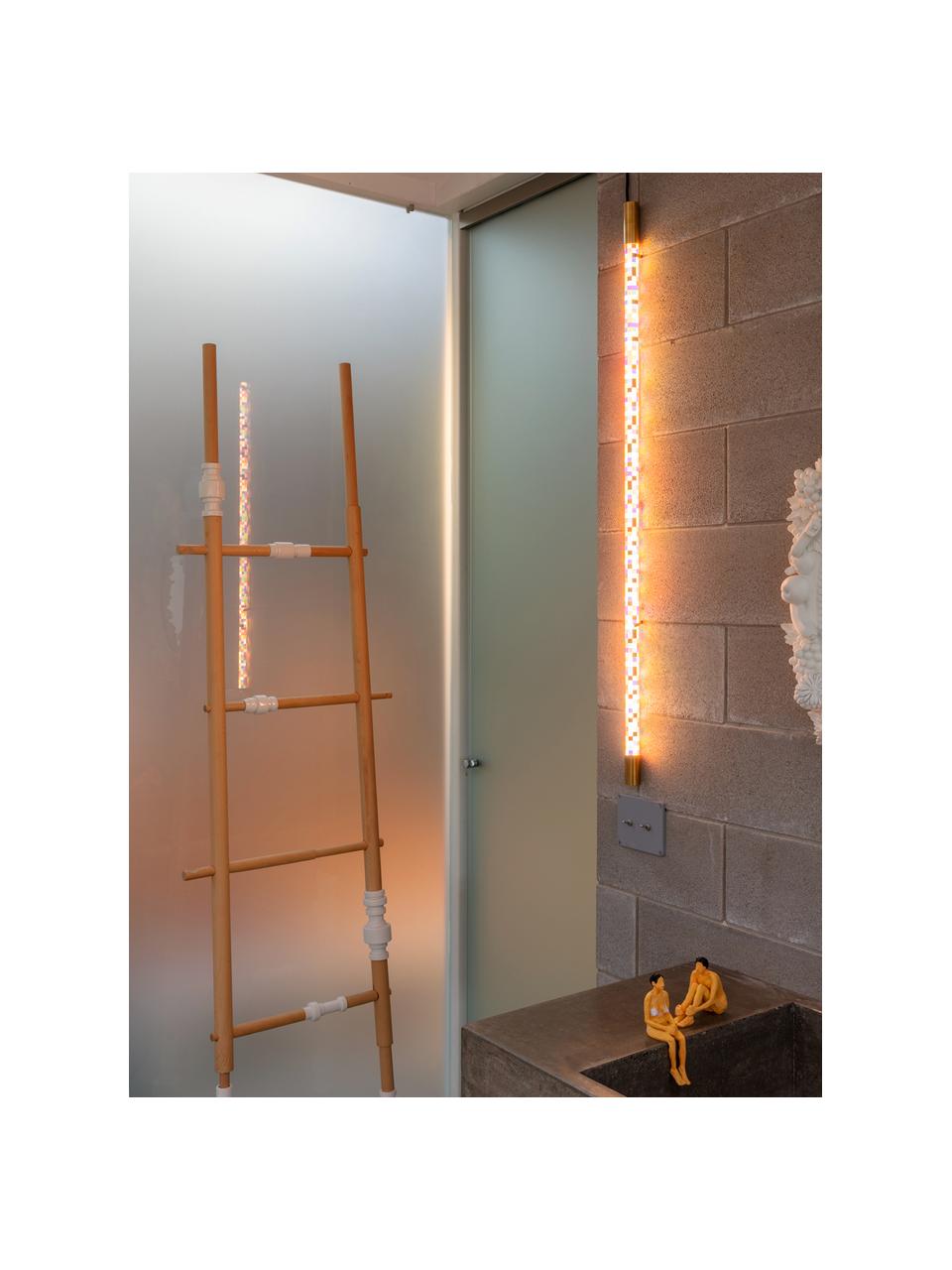 Grosse LED-Wandleuchte Linea PixLED-mit Stecker, Lampenschirm: Kunststoff, Gestell: Messing, Mehrfarbig, Ø 4 x H 124 cm