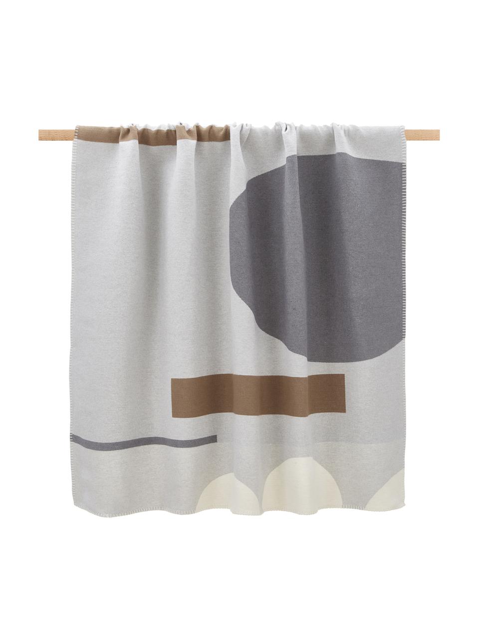 Bavlnená deka s abstraktným vzorom Nova, Odtiene sivej, krémová, hnedá