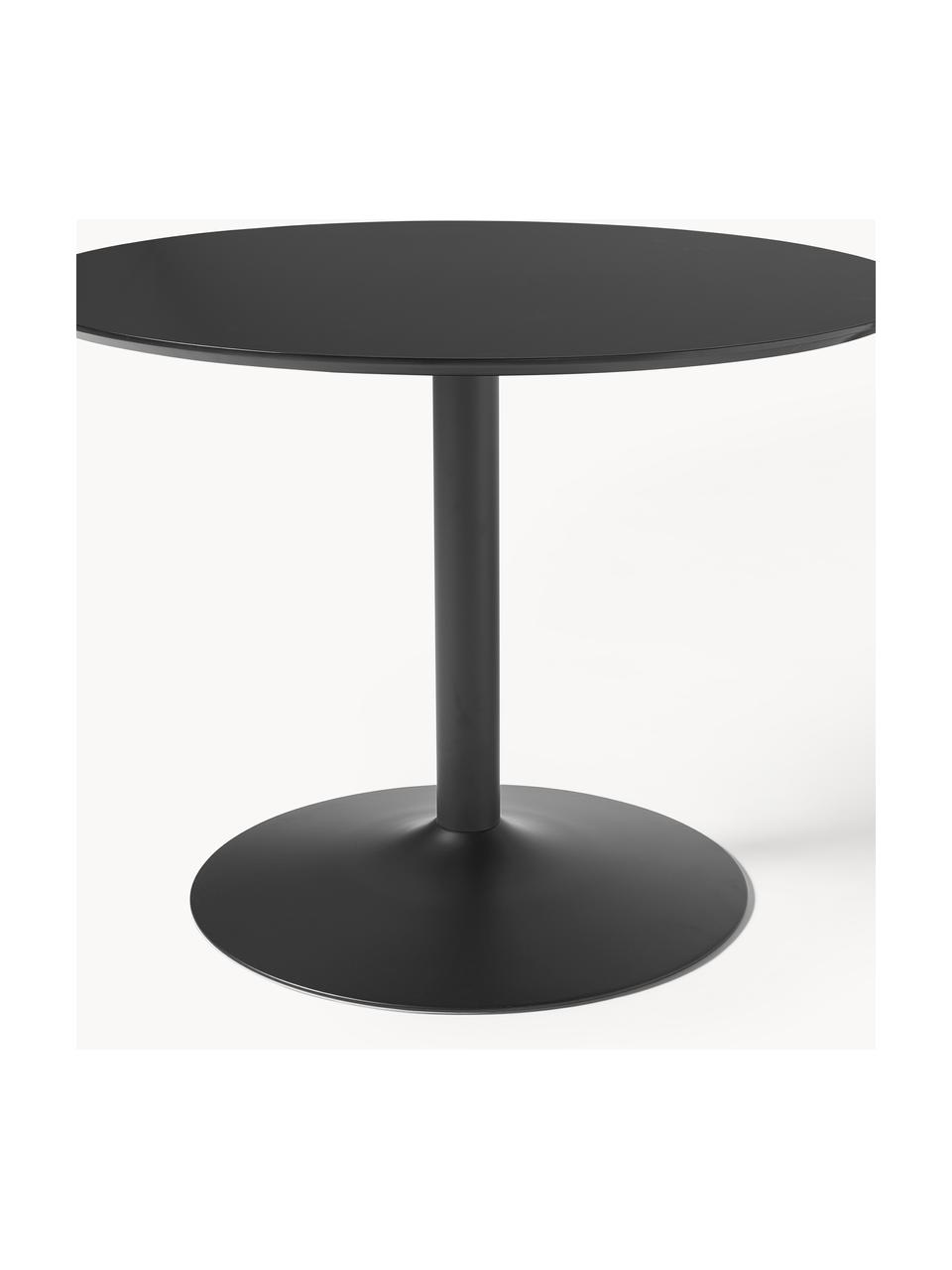 Okrągły stół do jadalni Menorca, Ø 100 cm, Blat: laminat wysokociśnieniowy, Noga: metal malowany proszkowo, Czarny, Ø 100 cm