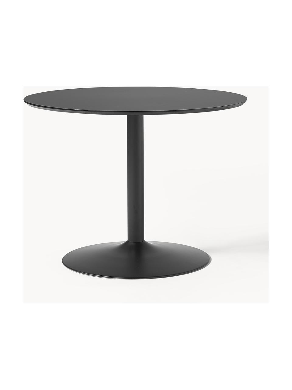 Okrągły stół do jadalni Menorca, Ø 100 cm, Blat: laminat wysokociśnieniowy, Noga: metal malowany proszkowo, Czarny, Ø 100 cm