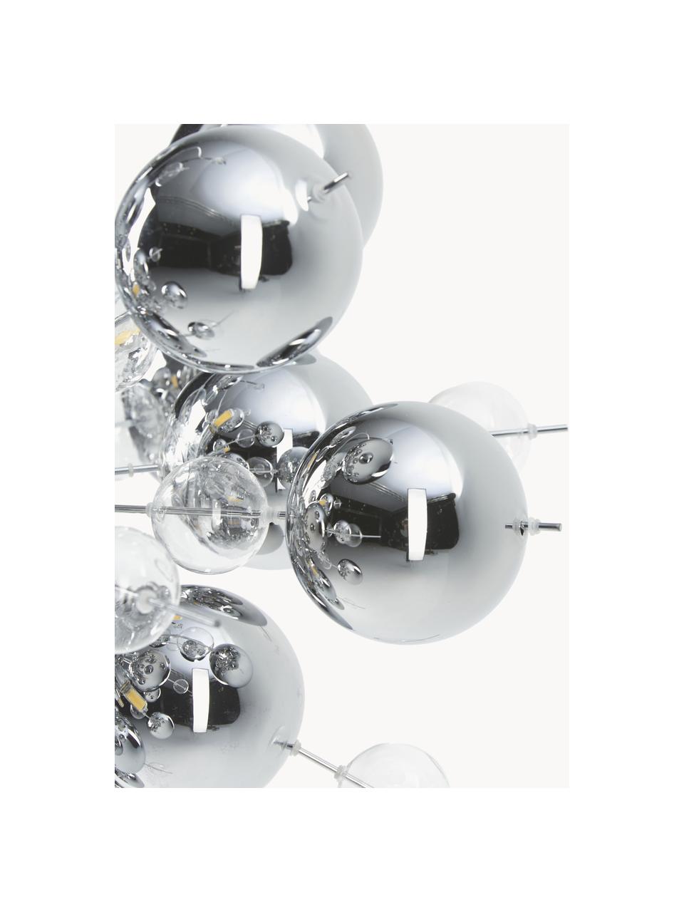 Große Pendelleuchte Explosion aus Glaskugeln, Baldachin: Metall, verchromt, Silberfarben, Ø 65 cm