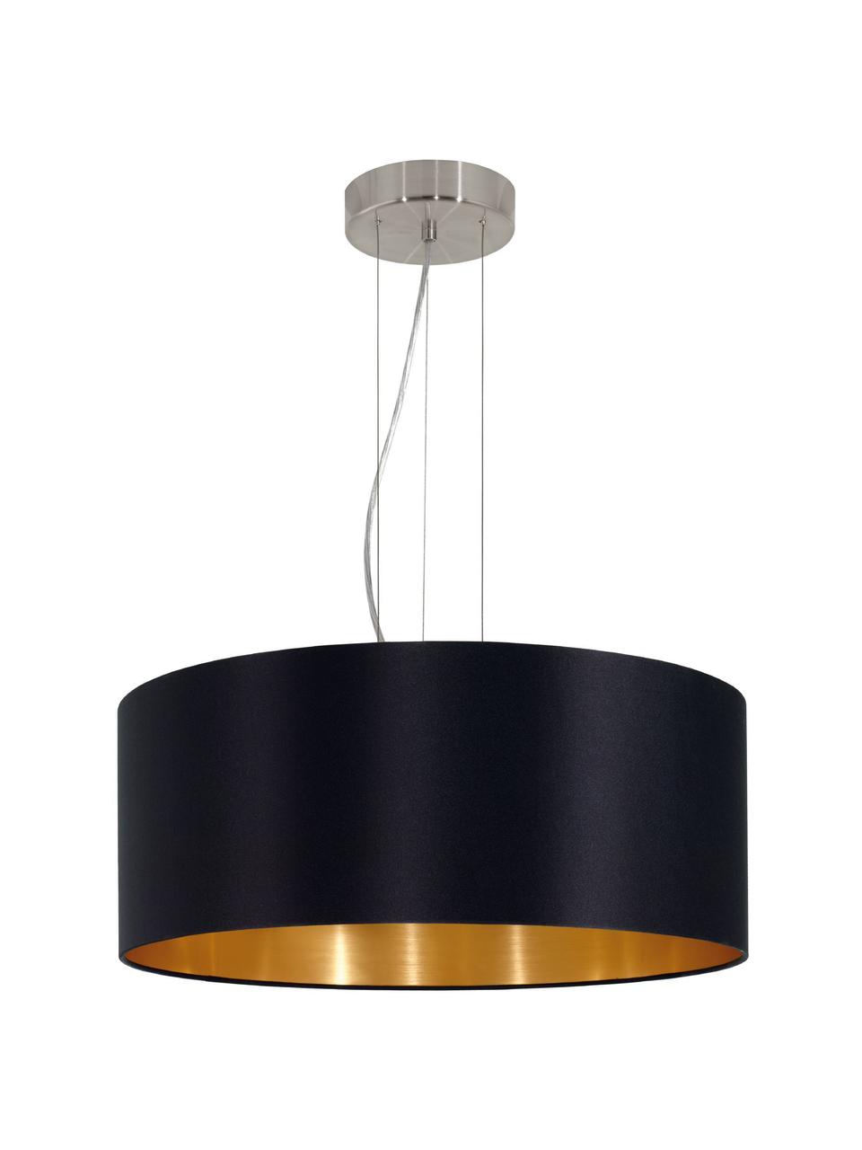 Hanglamp Jamie, Fitting: vernikkeld metaal, Zwart, goudkleurig, Ø 53 x H 24 cm