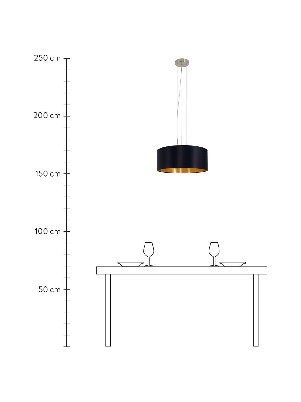 Lámpara de techo Jamie, Fijación: metal niquelado, Cable: plástico, Negro, dorado, Ø 53 x Al 24 cm
