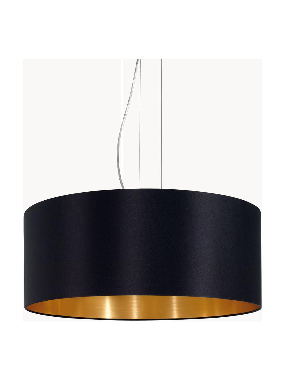 Hanglamp Jamie, Fitting: vernikkeld metaal, Zwart, goudkleurig, Ø 53 x H 24 cm