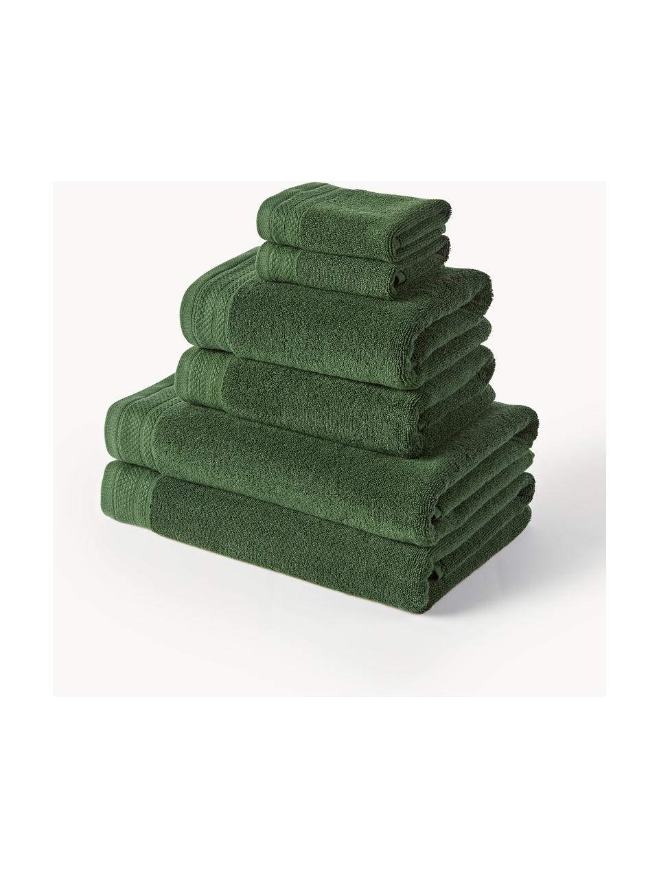 Set de toallas de algodón ecológico Premium, tamaños diferentes, 100% algodón ecológico con certificado GOTS (por GCL International, GCL-300517)
Gramaje superior 600 g/m², Verde oscuro, Set de 6 (toalla tocador, toalla lavabo y toalla ducha)