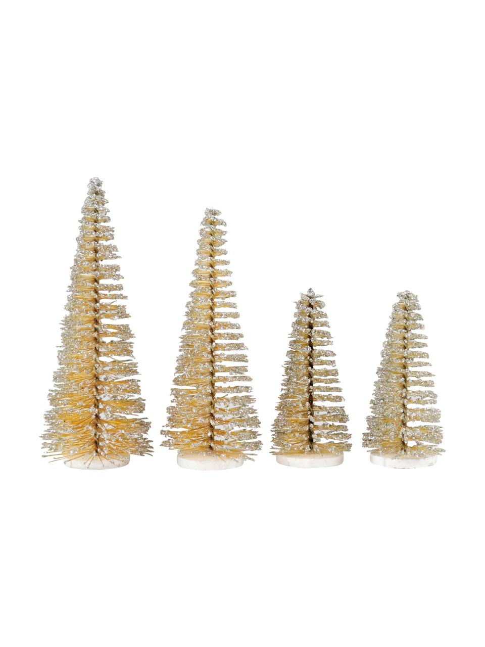Set de piezas decorativas pinos Glam, 4 uds., Plástico, metal, Dorado, Set de diferentes tamaños