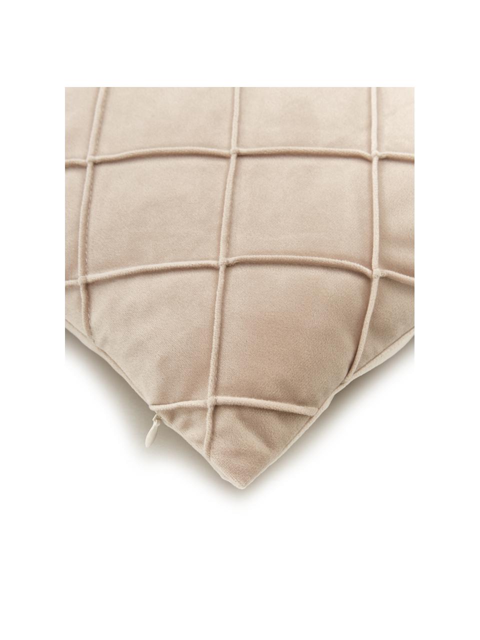 Sametový povlak na polštář se strukturovaným vzorem Luka, Samet (100 % polyester), Béžová, Š 30 cm, D 50 cm