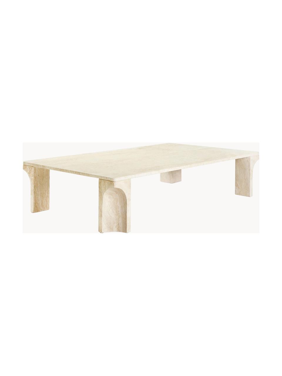 Travertínový konferenčný stolík Doric, Š 140 cm, Travertín, Travertínové béžové tóny, Š 140 x V 80 cm